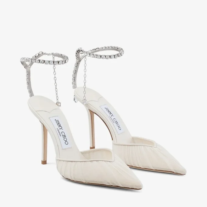 Saeda 100 Ivory Tulle Crystal Pumps Saeda 100 Ivory Tulle Crystal Pumps