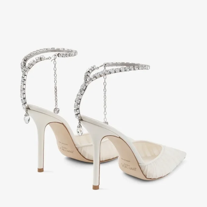 Saeda 100 Ivory Tulle Crystal Pumps Saeda 100 Ivory Tulle Crystal Pumps