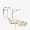 Saeda 100 vita pumps i mesh med kristaller