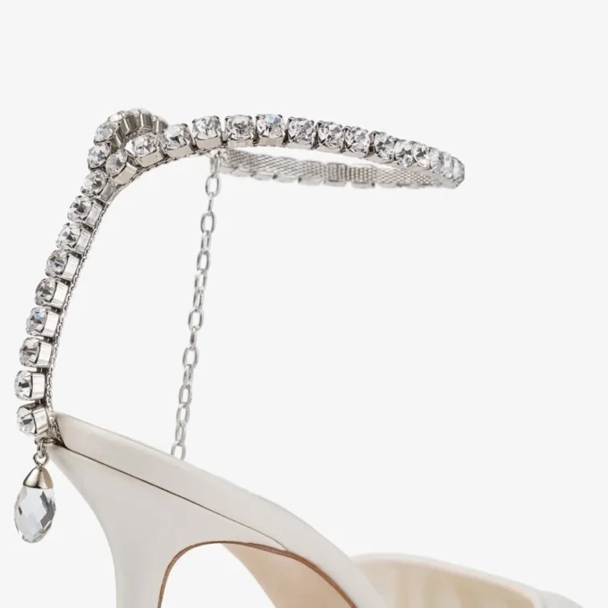 Saeda 85 Ivory Tulle Crystal Pumps
