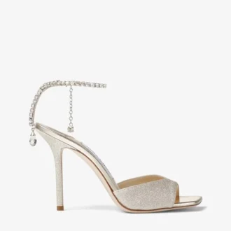 Saeda Sandal 100 Platinum Ice Dusty Glitter Sandaler med kristallutsmyckning