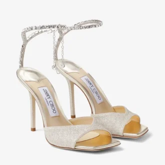 Saeda Sandal 100 Platinum Ice Dusty Glitter Sandaler med kristallutsmyckning