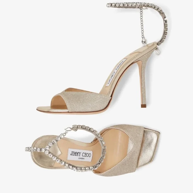 Saeda Sandal 100 Platinum Ice Dusty Glitter Sandaler med kristallutsmyckning Saeda Sandal 100 Platinum Ice Dusty Glitter Sandaler med kristallutsmyckning