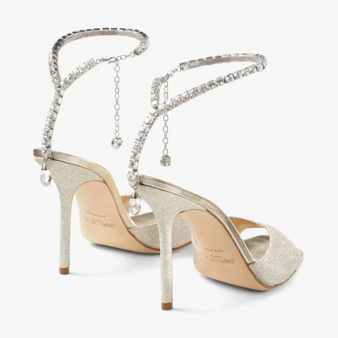 Saeda Sandal 100 Platinum Ice Dusty Glitter Sandaler med kristallutsmyckning Saeda Sandal 100 Platinum Ice Dusty Glitter Sandaler med kristallutsmyckning