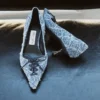 Scarlett 50 Crosshatch Denim Pumps Scarlett 50 Crosshatch Denim Pumps