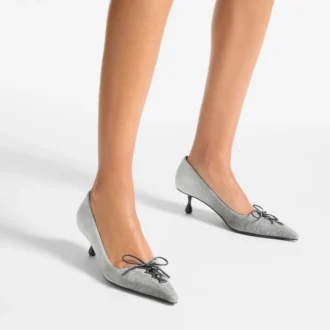 Scarlett 50 Dove Suede Denim Pumps