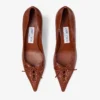 Scarlett 50 Pumps i cognacfärgat läder med elaphe-tryck