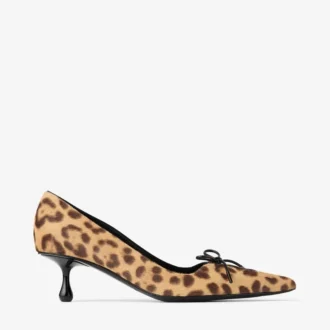 Scarlett 50 Pumps i naturfärgat ponnyläder med leopardmönster
