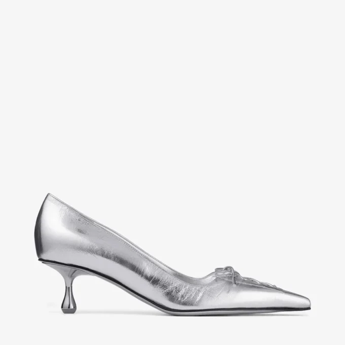 Scarlett 50 Silver Vintage Metallic Läderpumps Scarlett 50 Silver Vintage Metallic Läderpumps