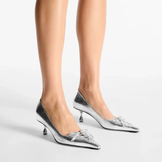 Scarlett 50 Silver Vintage Metallic Läderpumps Scarlett 50 Silver Vintage Metallic Läderpumps