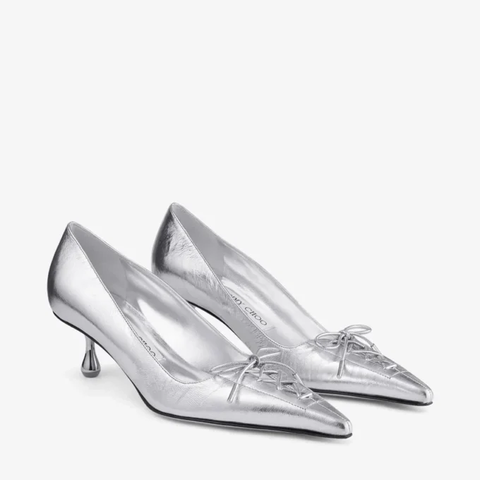 Scarlett 50 Silver Vintage Metallic Läderpumps Scarlett 50 Silver Vintage Metallic Läderpumps