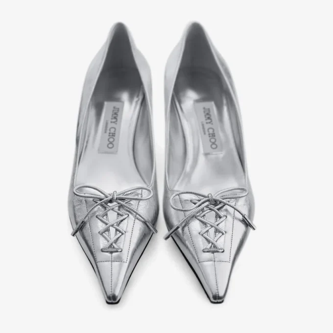Scarlett 50 Silver Vintage Metallic Läderpumps Scarlett 50 Silver Vintage Metallic Läderpumps
