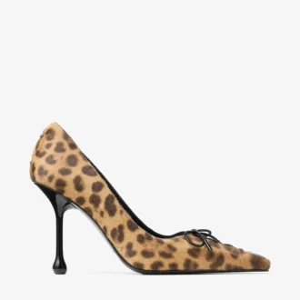 Scarlett 95 pumps i naturfärgat ponnyläder med leopardmönster