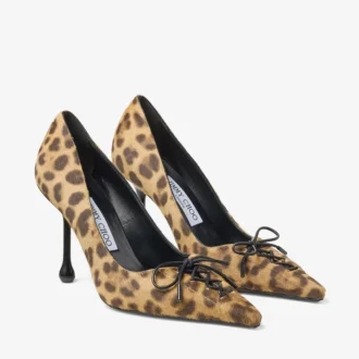 Scarlett 95 pumps i naturfärgat ponnyläder med leopardmönster