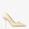 Scarlett 95 pumps i smörfärgat läder med elaphe-tryck