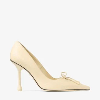 Scarlett 95 pumps i smörfärgat läder med elaphe-tryck