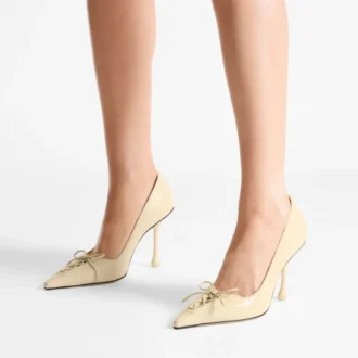 Scarlett 95 pumps i smörfärgat läder med elaphe-tryck