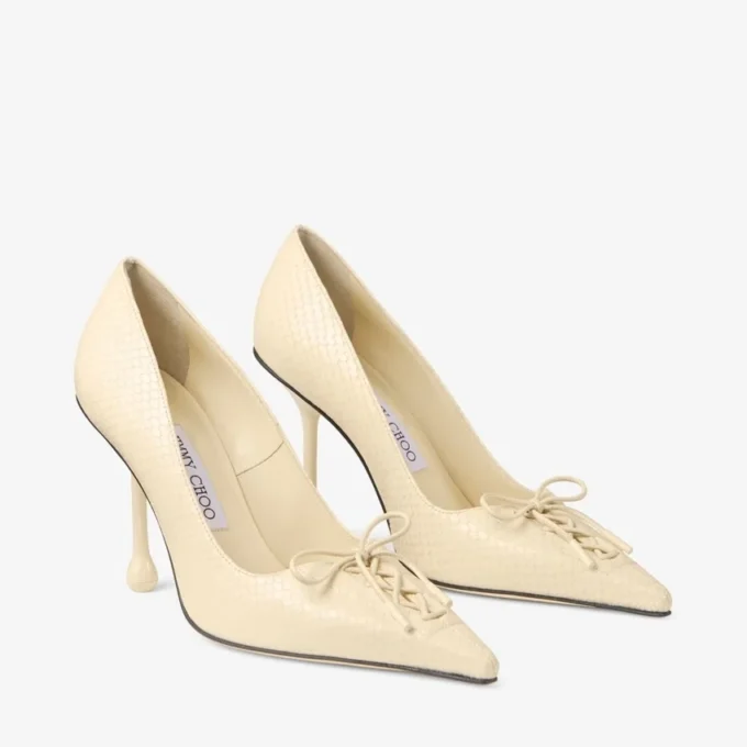 Scarlett 95 pumps i smörfärgat läder med elaphe-tryck