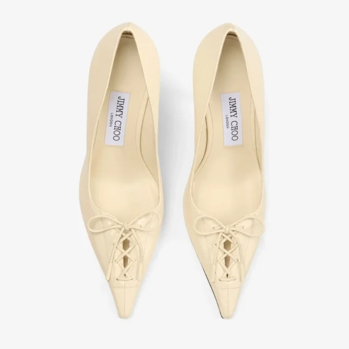 Scarlett 95 pumps i smörfärgat läder med elaphe-tryck