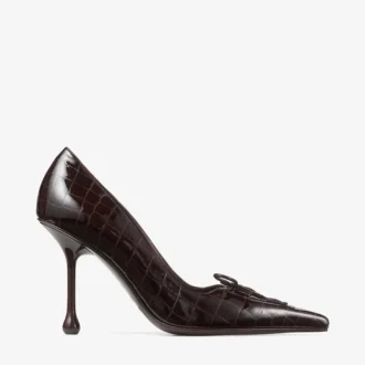 Scarlett 95 Sambuco Pumps i glänsande läder med krokodilprägling