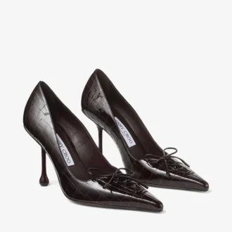 Scarlett 95 Sambuco Pumps i glänsande läder med krokodilprägling