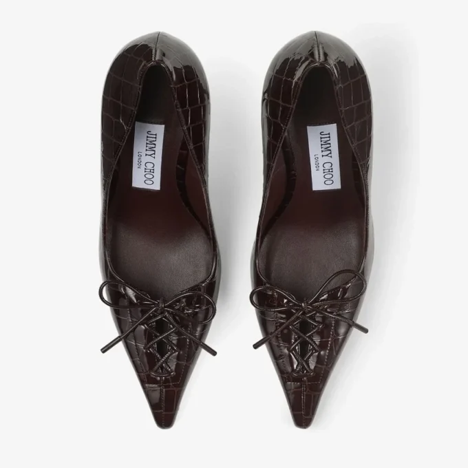 Scarlett 95 Sambuco Pumps i glänsande läder med krokodilprägling