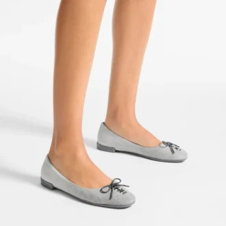 Scarlett Ballerina Dove Suede Denim Ballerina Flats