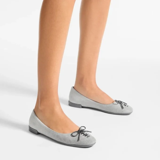 Scarlett Ballerina Dove Suede Denim Ballerina Flats