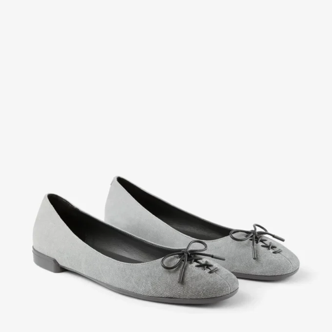 Scarlett Ballerina Dove Suede Denim Ballerina Flats