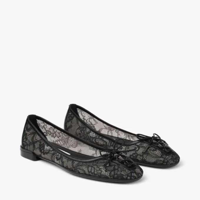 Scarlett Ballerina Svarta Jimmy Choo-ballerinaskor med snörning