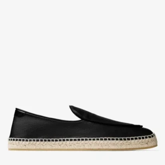 Shenton Espadrille Svarta espadriller i tumlat läder