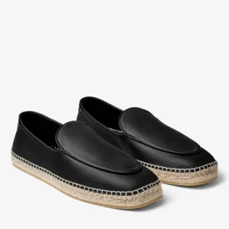 Shenton Espadrille Svarta espadriller i tumlat läder