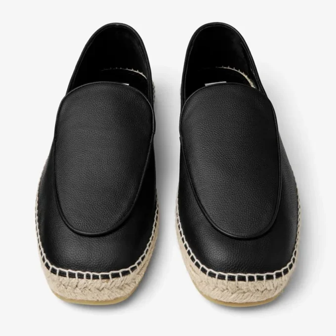 Shenton Espadrille Svarta espadriller i tumlat läder Shenton Espadrille Svarta espadriller i tumlat läder