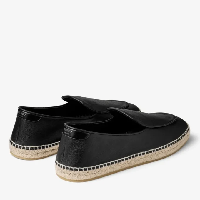 Shenton Espadrille Svarta espadriller i tumlat läder Shenton Espadrille Svarta espadriller i tumlat läder