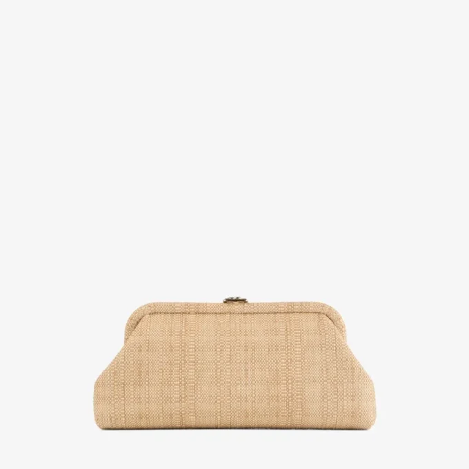 Skylar naturlig fin raffia-clutch med fyrkantigt Jc-spänne Skylar naturlig fin raffia-clutch med fyrkantigt Jc-spänne