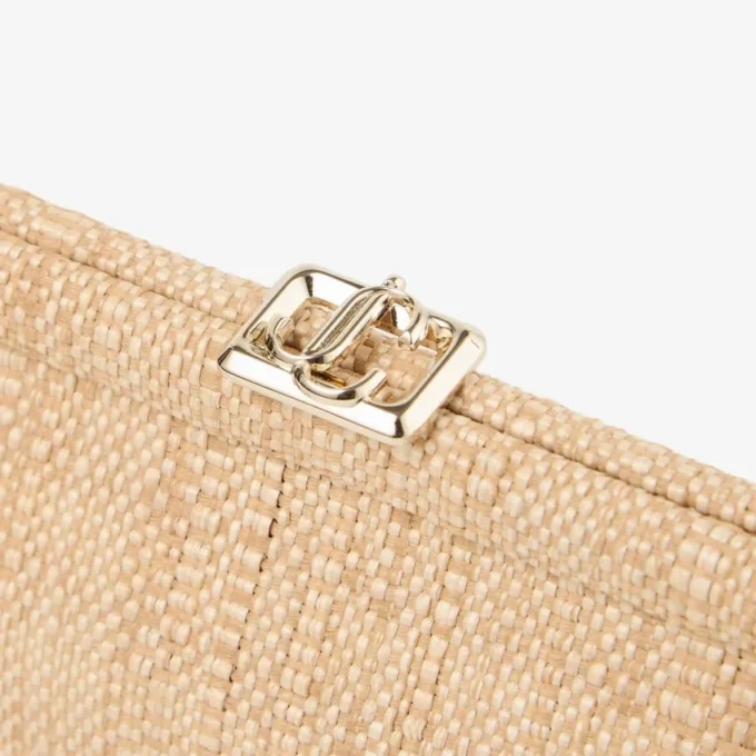 Skylar naturlig fin raffia-clutch med fyrkantigt Jc-spänne Skylar naturlig fin raffia-clutch med fyrkantigt Jc-spänne