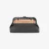 Skylar svart glänsande clutch i läder med ormmönster och fyrkantigt JC-spänne