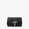Soft Bow Mini Bag Svart satinminiväska med kristallrosett
