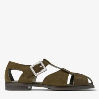 Sol Slide sandaler i mossgrönt sammet