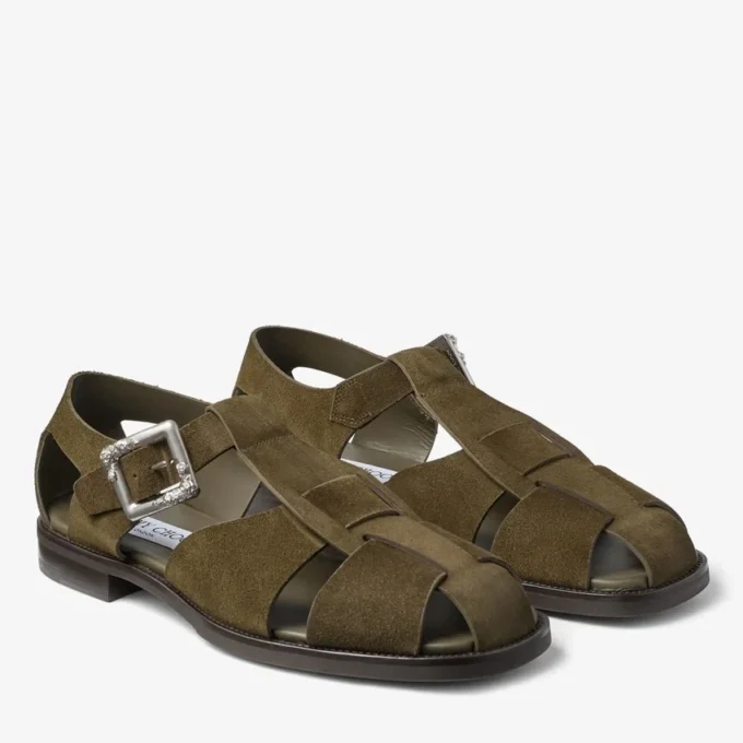 Sol Slide sandaler i mossgrönt sammet Sol Slide sandaler i mossgrönt sammet