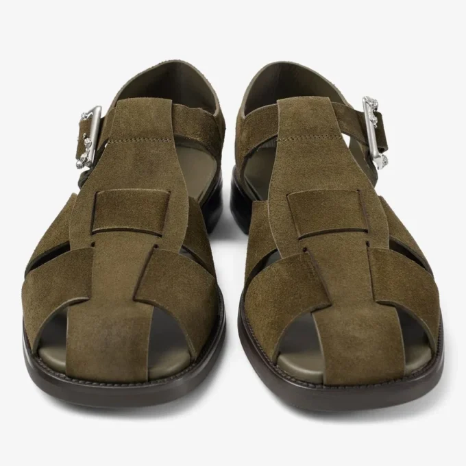 Sol Slide sandaler i mossgrönt sammet Sol Slide sandaler i mossgrönt sammet