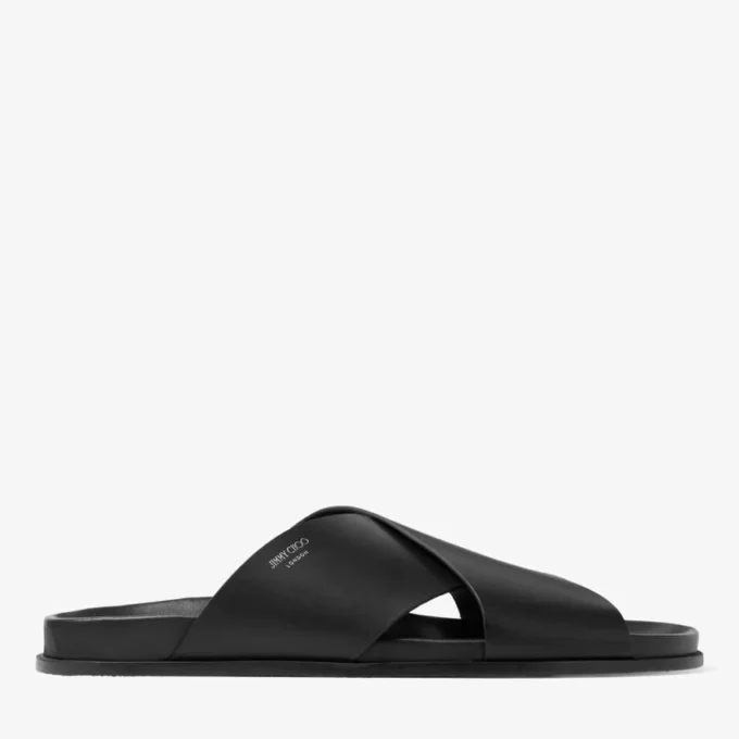 Sol Slide svarta sandaler i vachetta-läder Sol Slide svarta sandaler i vachetta-läder