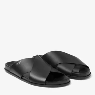 Sol Slide svarta sandaler i vachetta-läder