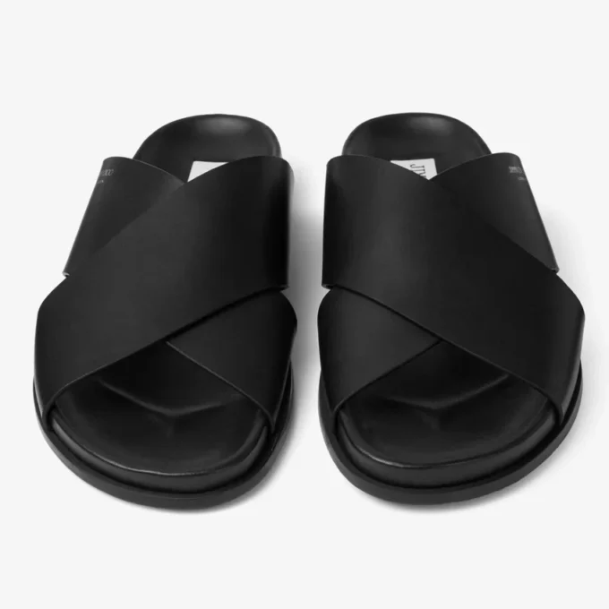Sol Slide svarta sandaler i vachetta-läder Sol Slide svarta sandaler i vachetta-läder