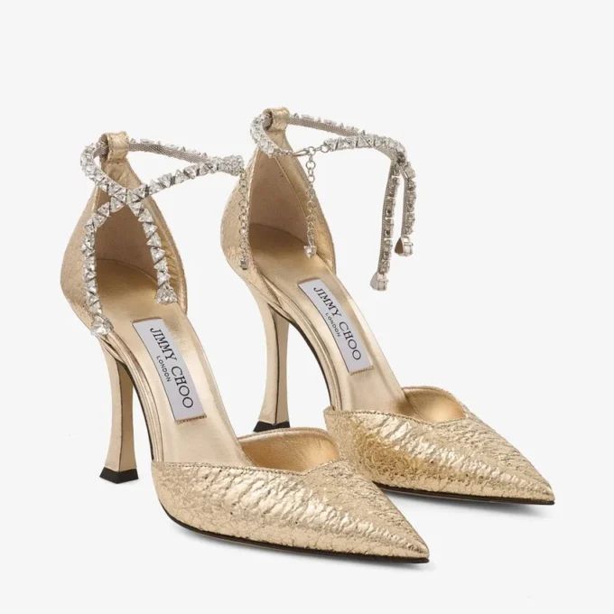 Stevie 100 Guldkrossade metallicpumps Stevie 100 Guldkrossade metallicpumps
