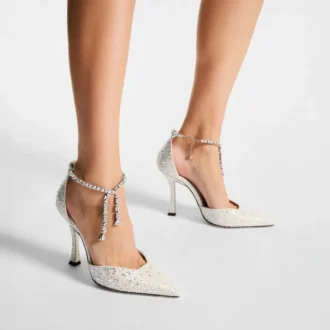 Stevie 100 Ivory Satin Crystal Pumps
