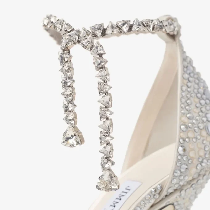 Stevie 100 Ivory Satin Crystal Pumps Stevie 100 Ivory Satin Crystal Pumps