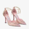 Stevie 100 Silky Blush satinpumps med kristaller