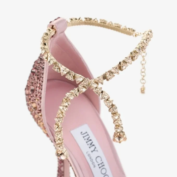 Stevie 100 Silky Blush satinpumps med kristaller