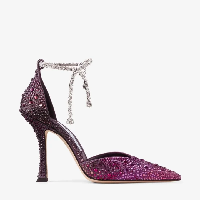 Stevie 100 Winter Bloom och Violet Orchid Mix satinpumps med degraderade kristaller Stevie 100 Winter Bloom och Violet Orchid Mix satinpumps med degraderade kristaller